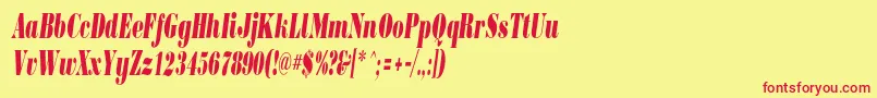 BorjomicondensedcItalic-fontti – punaiset fontit keltaisella taustalla