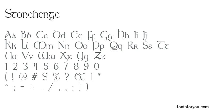 A fonte Stonehenge – alfabeto, números, caracteres especiais