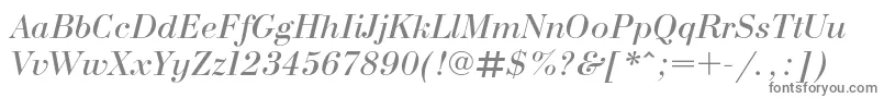 BodonicItalic-fontti – harmaat kirjasimet valkoisella taustalla
