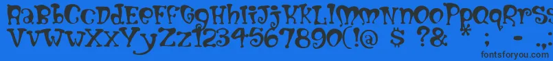 Mumblypegs-Schriftart – Schwarze Schriften auf blauem Hintergrund