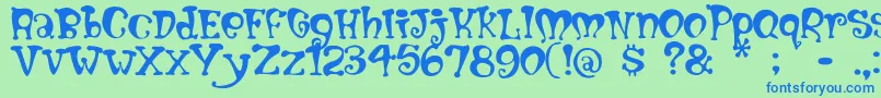 フォントMumblypegs – 青い文字は緑の背景です。