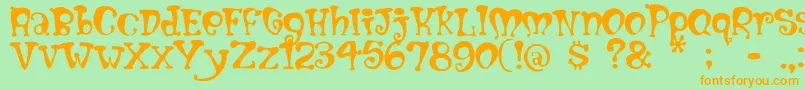 Mumblypegs Font – Orange Fonts on Green Background