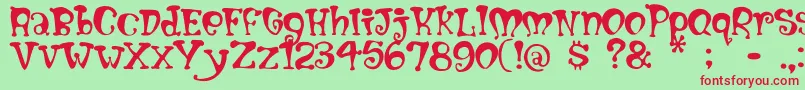 フォントMumblypegs – 赤い文字の緑の背景