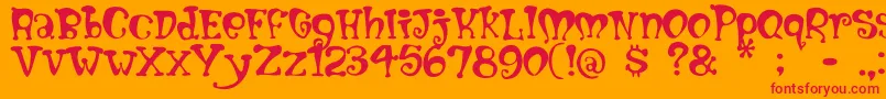 フォントMumblypegs – オレンジの背景に赤い文字