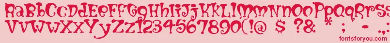 Mumblypegs-Schriftart – Rote Schriften auf rosa Hintergrund