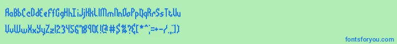 Bocumaba-Schriftart – Blaue Schriften auf grünem Hintergrund