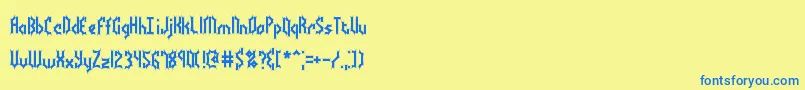 Bocumaba-Schriftart – Blaue Schriften auf gelbem Hintergrund