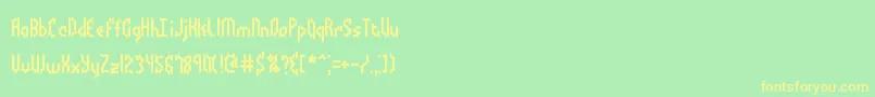 フォントBocumaba – 黄色の文字が緑の背景にあります