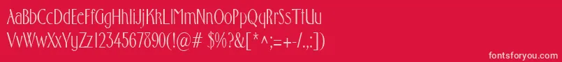 FostercondensedRegular-fontti – vaaleanpunaiset fontit punaisella taustalla