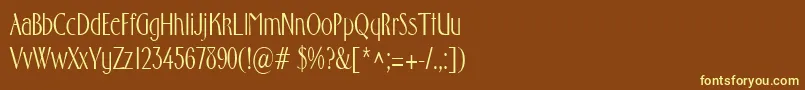 FostercondensedRegular-fontti – keltaiset fontit ruskealla taustalla