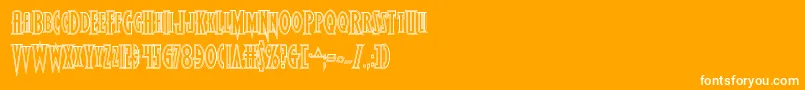 Wolfsbane2engrave-fontti – valkoiset fontit oranssilla taustalla