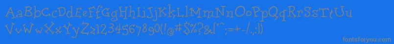 DolorescyrRegular-fontti – harmaat kirjasimet sinisellä taustalla