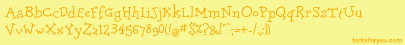 フォントDolorescyrRegular – オレンジの文字が黄色の背景にあります。