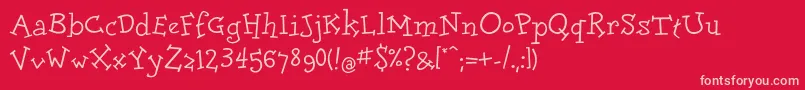 DolorescyrRegular-fontti – vaaleanpunaiset fontit punaisella taustalla