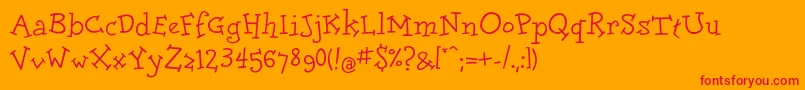 フォントDolorescyrRegular – オレンジの背景に赤い文字