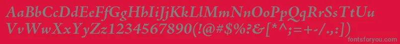 フォントAjensonproBoldit – 赤い背景に灰色の文字
