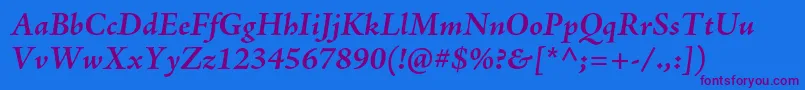 AjensonproBoldit Font – Purple Fonts on Blue Background