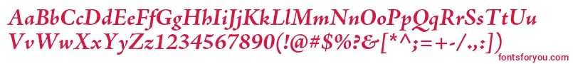 フォントAjensonproBoldit – 白い背景に赤い文字