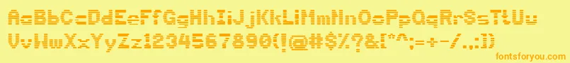 DsTerm-Schriftart – Orangefarbene Schriften auf gelbem Hintergrund