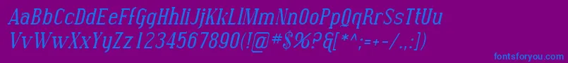 SfcovingtonItalic-Schriftart – Blaue Schriften auf violettem Hintergrund