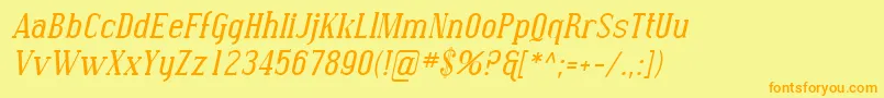 Fonte SfcovingtonItalic – fontes laranjas em um fundo amarelo