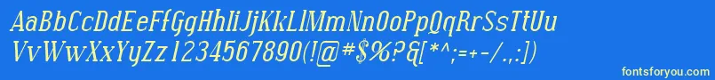 SfcovingtonItalic-Schriftart – Gelbe Schriften auf blauem Hintergrund