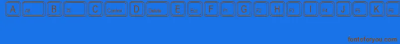 KeystrokesMt-Schriftart – Braune Schriften auf blauem Hintergrund