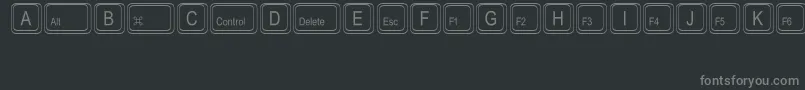 KeystrokesMt-fontti – harmaat kirjasimet mustalla taustalla