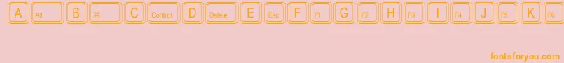 フォントKeystrokesMt – オレンジの文字がピンクの背景にあります。