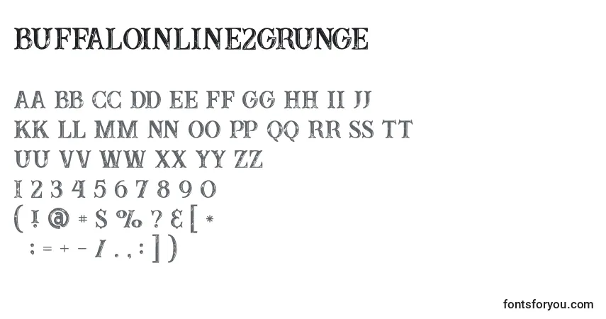A fonte Buffaloinline2grunge (2642) – alfabeto, números, caracteres especiais