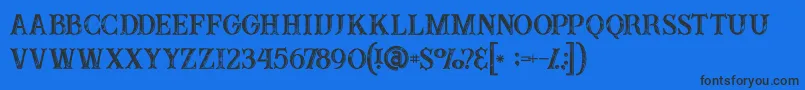 Buffaloinline2grunge-Schriftart – Schwarze Schriften auf blauem Hintergrund
