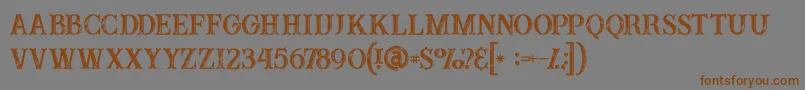 Buffaloinline2grunge-Schriftart – Braune Schriften auf grauem Hintergrund