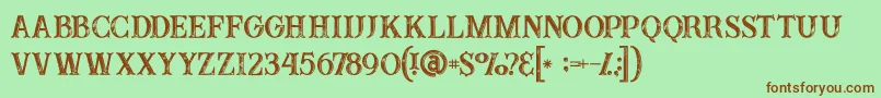 Buffaloinline2grunge-Schriftart – Braune Schriften auf grünem Hintergrund
