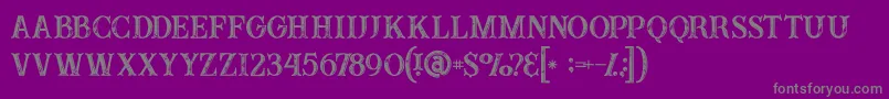 Buffaloinline2grunge-fontti – harmaat kirjasimet violetilla taustalla