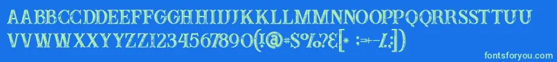 Buffaloinline2grunge-fontti – vihreät fontit sinisellä taustalla
