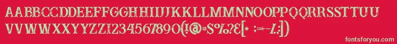 Buffaloinline2grunge-Schriftart – Grüne Schriften auf rotem Hintergrund