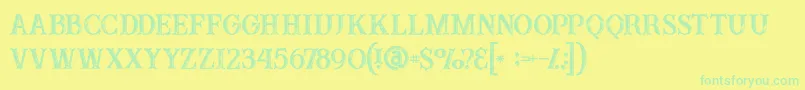 Buffaloinline2grunge-fontti – vihreät fontit keltaisella taustalla