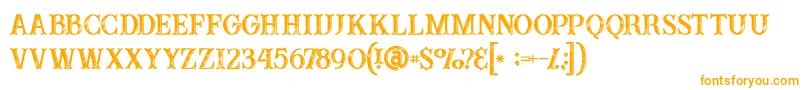 Buffaloinline2grunge-Schriftart – Orangefarbene Schriften auf weißem Hintergrund