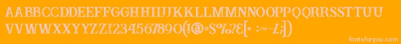 Buffaloinline2grunge-fontti – vaaleanpunaiset fontit oranssilla taustalla