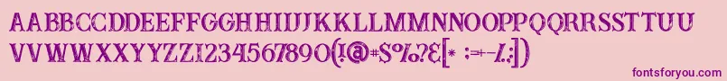 Buffaloinline2grunge-fontti – violetit fontit vaaleanpunaisella taustalla