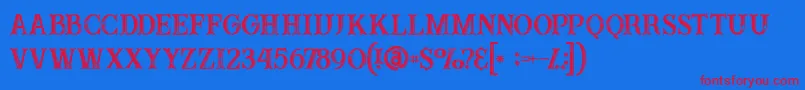 Buffaloinline2grunge-fontti – punaiset fontit sinisellä taustalla