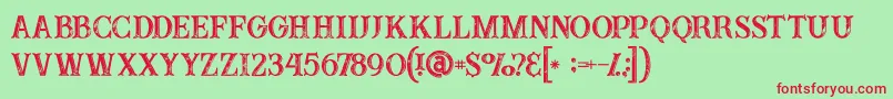 フォントBuffaloinline2grunge – 赤い文字の緑の背景