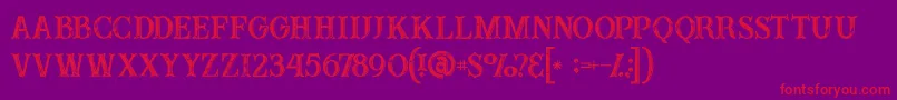 Buffaloinline2grunge-fontti – punaiset fontit violetilla taustalla