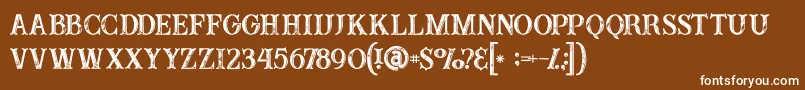 Buffaloinline2grunge-Schriftart – Weiße Schriften auf braunem Hintergrund