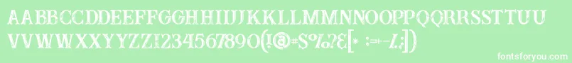 Buffaloinline2grunge-fontti – valkoiset fontit vihreällä taustalla