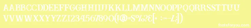 Buffaloinline2grunge-Schriftart – Weiße Schriften auf gelbem Hintergrund