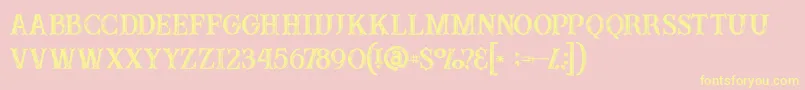 Buffaloinline2grunge-fontti – keltaiset fontit vaaleanpunaisella taustalla