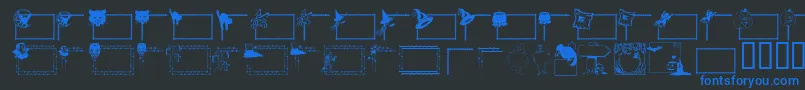 フォントLcrFrightfulFrames – 黒い背景に青い文字