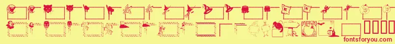 Czcionka LcrFrightfulFrames – czerwone czcionki na żółtym tle