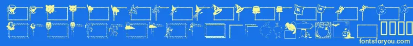 LcrFrightfulFrames Font – Yellow Fonts on Blue Background